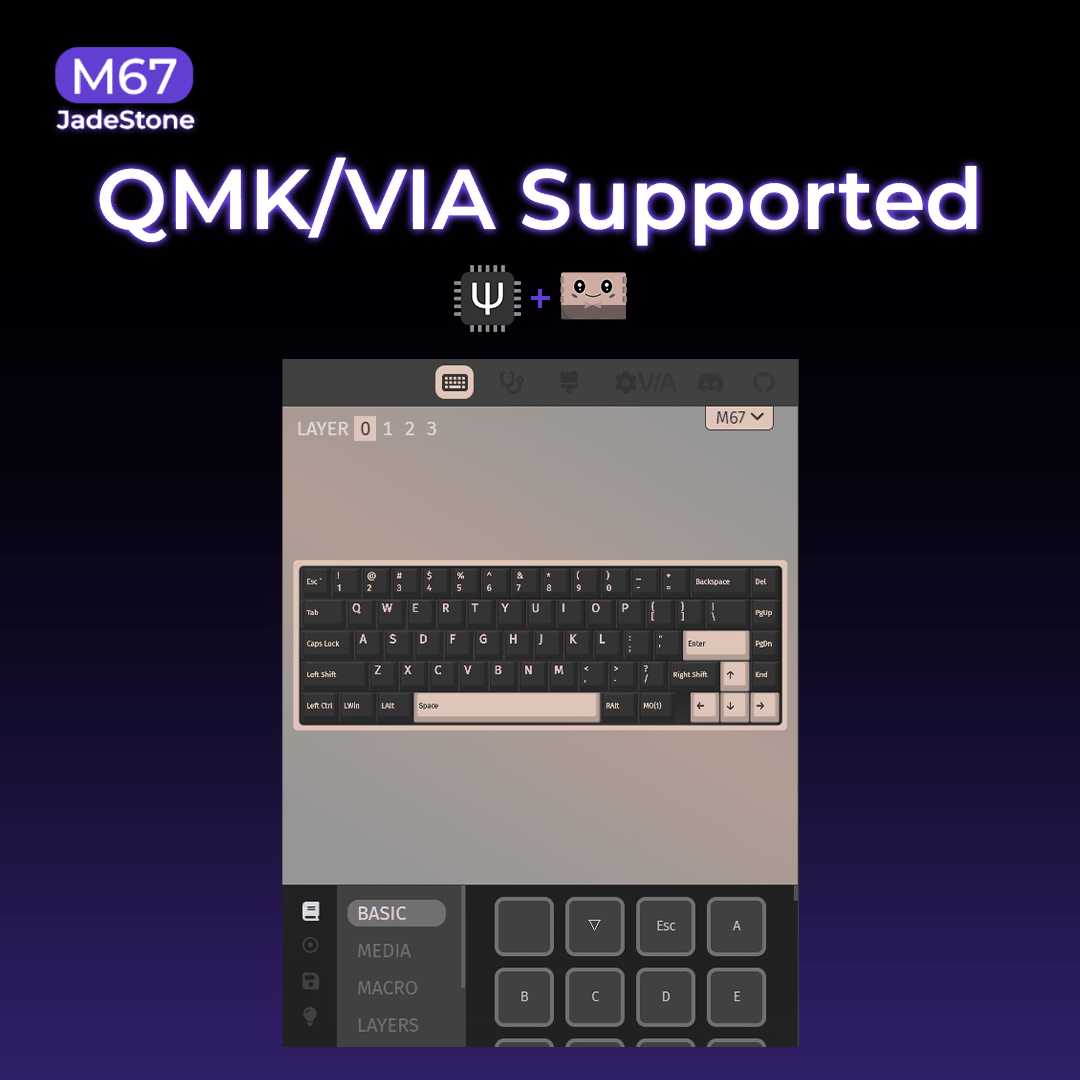 JadeStone VIA Tri - Mode Mechanical Keyboard with IMD - Tech Keycaps (Interstellar Black) - Alex Market