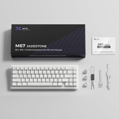 XVX M67 JadeStone VIA Tri - Mode Mechanical Keyboard with IMD - Tech Keycaps (Stellar White) - Alex Market