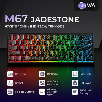 JadeStone VIA Tri - Mode Mechanical Keyboard with IMD - Tech Keycaps (Interstellar Black) - Alex Market