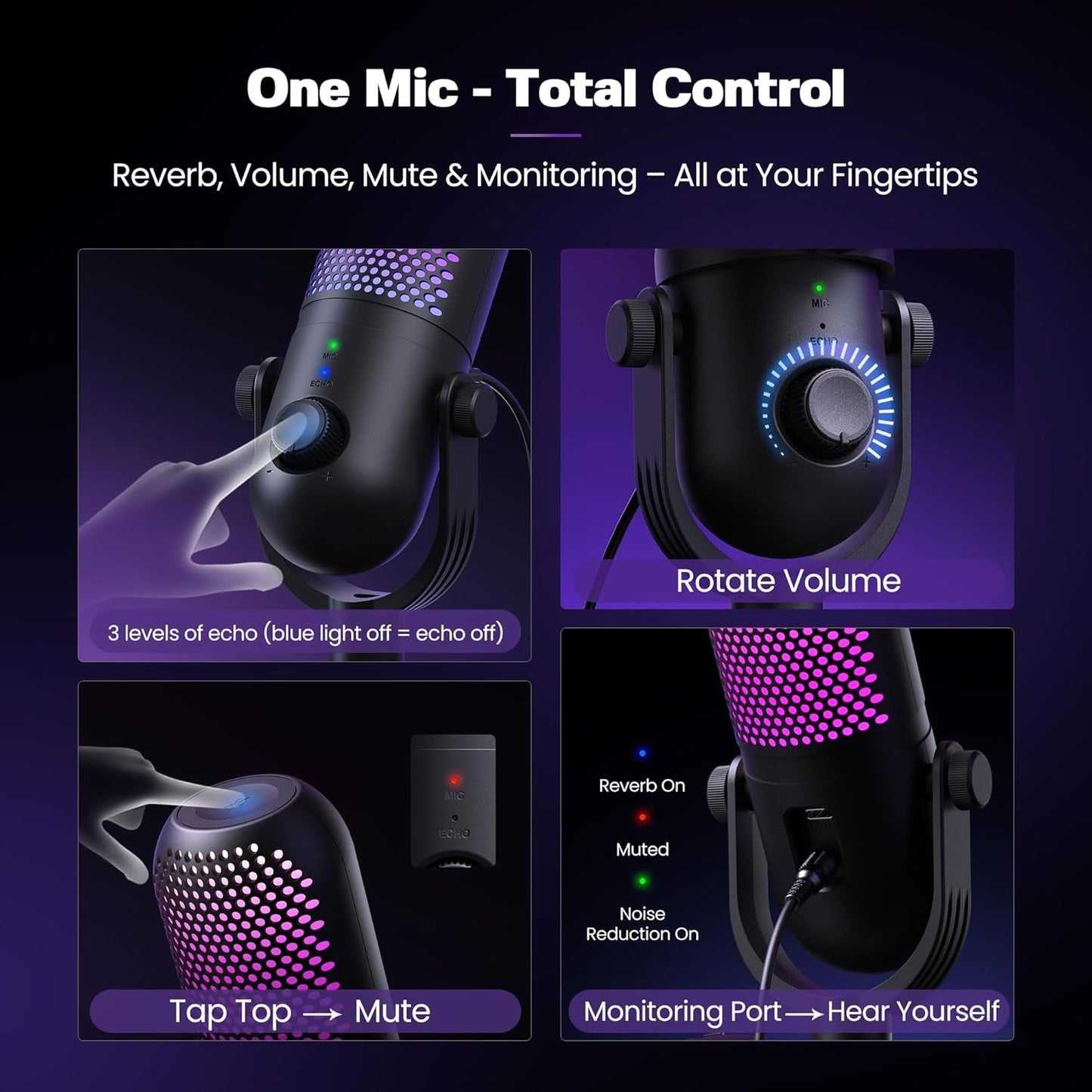 USB Microphone for PC Gaming: Condenser Microphone with RGB - Alex Market