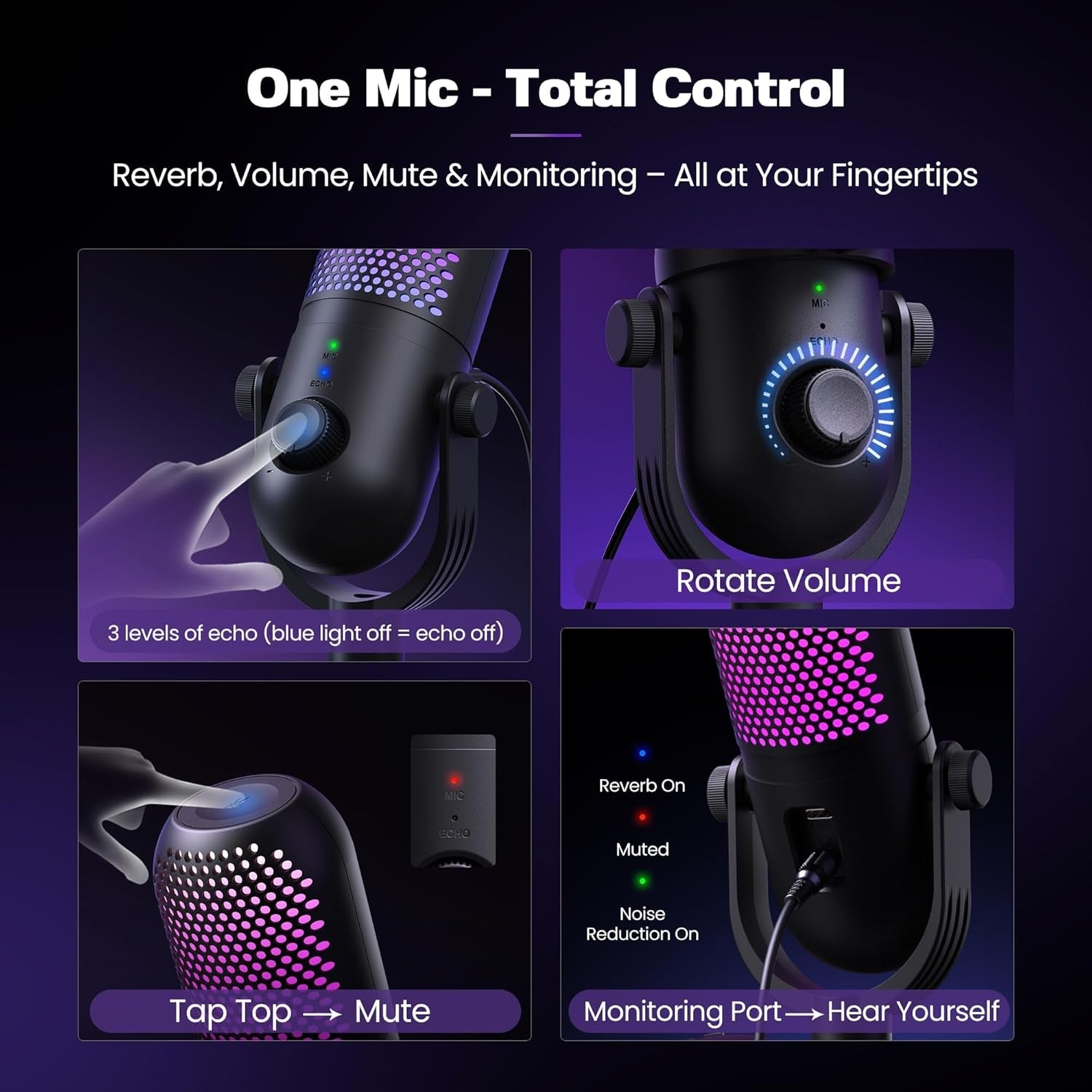 USB Microphone for PC Gaming: Condenser Microphone with RGB - Alex Market