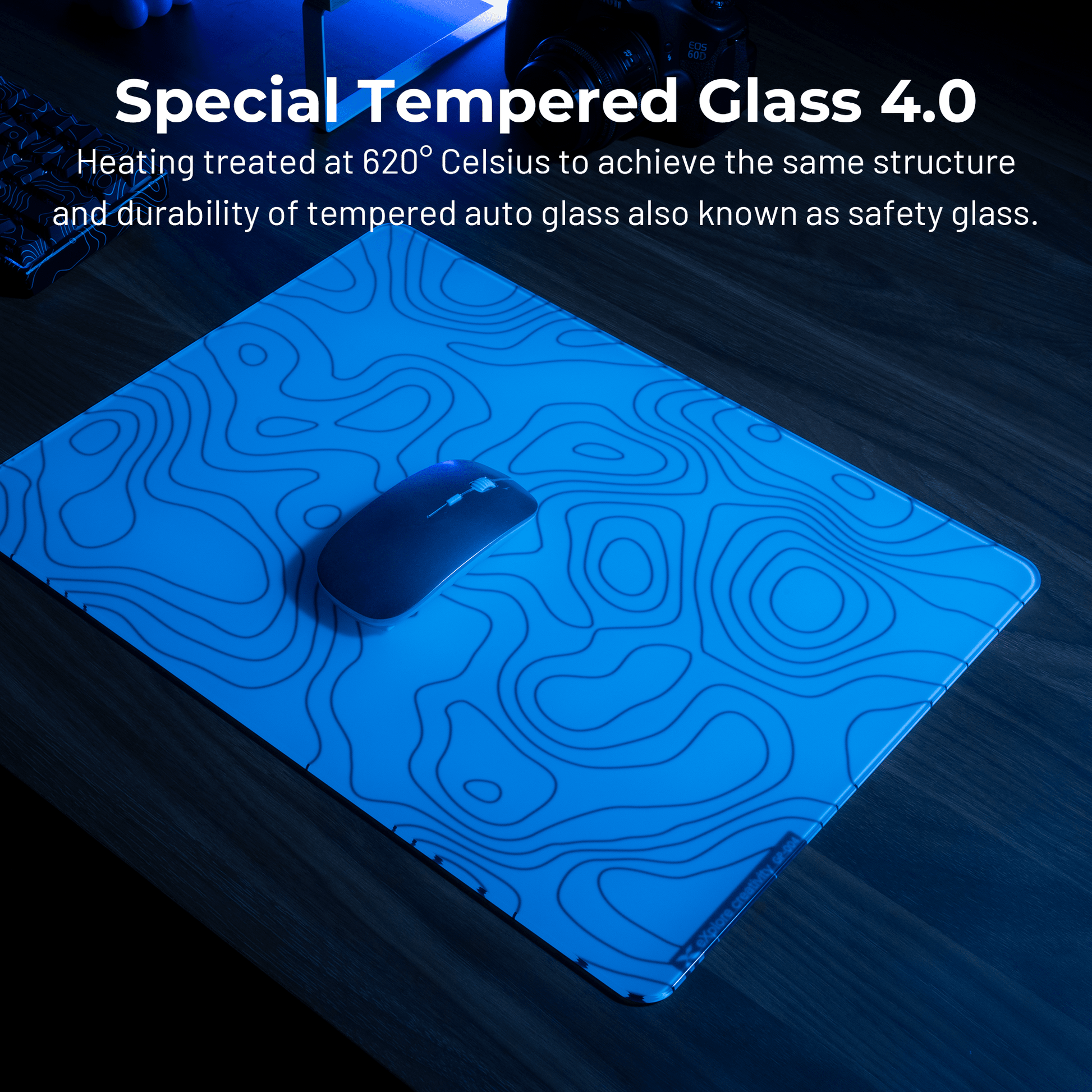 XVX SpacePad Glass Gaming Mouse Pad with Etched Surface Full Anti - Slip Rubber Base - Alex Market