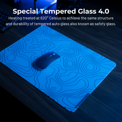 XVX SpacePad Glass Gaming Mouse Pad with Etched Surface Full Anti - Slip Rubber Base - Alex Market