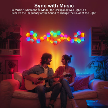 Hexagon Light Panels - Cool Music Sync RGB Hexagon LED Gaming Wall Lights with APP
