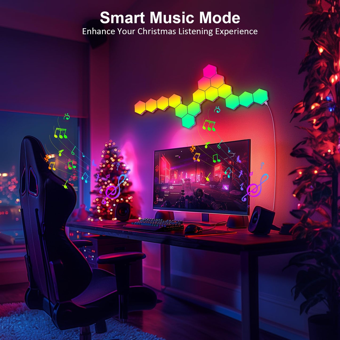 Hexagon Light Panels - Cool Music Sync RGB Hexagon LED Gaming Wall Lights with APP