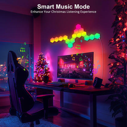 Hexagon Light Panels - Cool Music Sync RGB Hexagon LED Gaming Wall Lights with APP