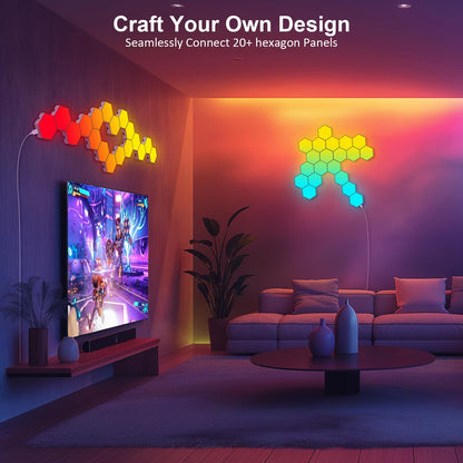 Hexagon Light Panels - Cool Music Sync RGB Hexagon LED Gaming Wall Lights with APP