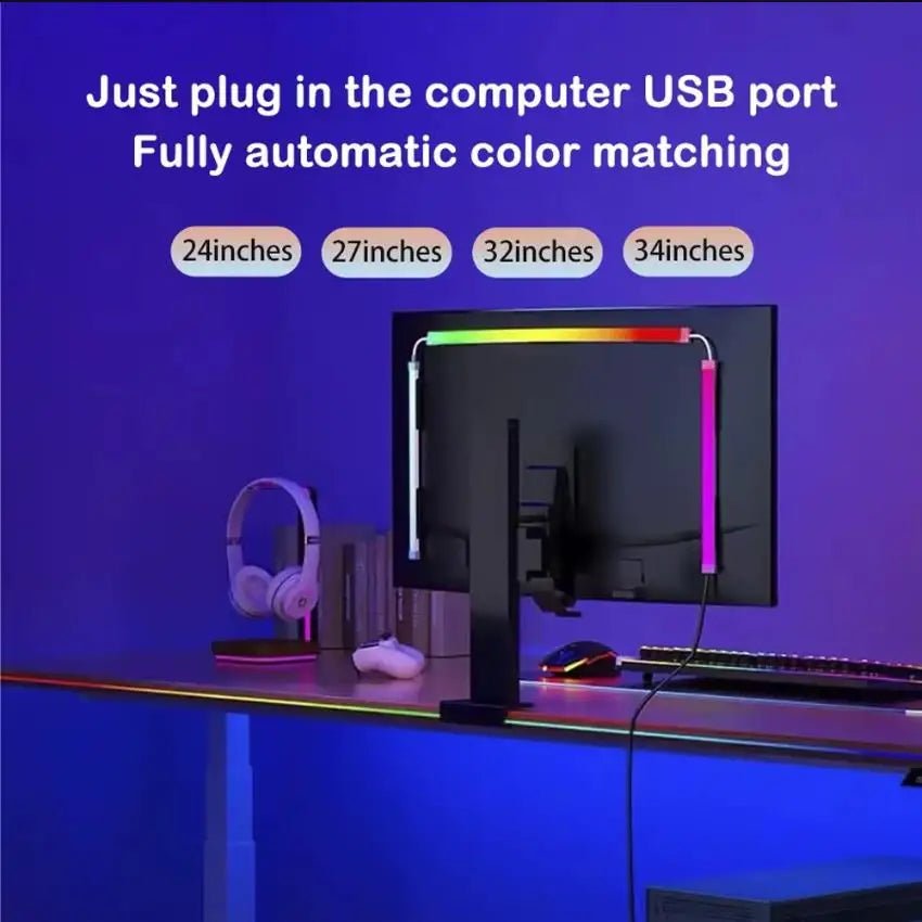 Strip Lights for PC Monitor, App Controlled with Music,24 to 34 Inch Computer Screen LED Lighting for Gaming Room Decor - Alex Market