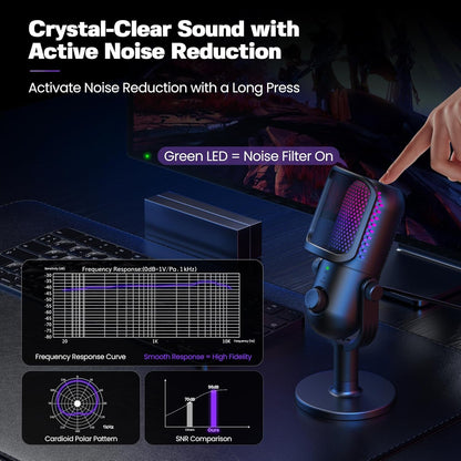 USB Microphone for PC Gaming: Condenser Microphone with RGB - Alex Market