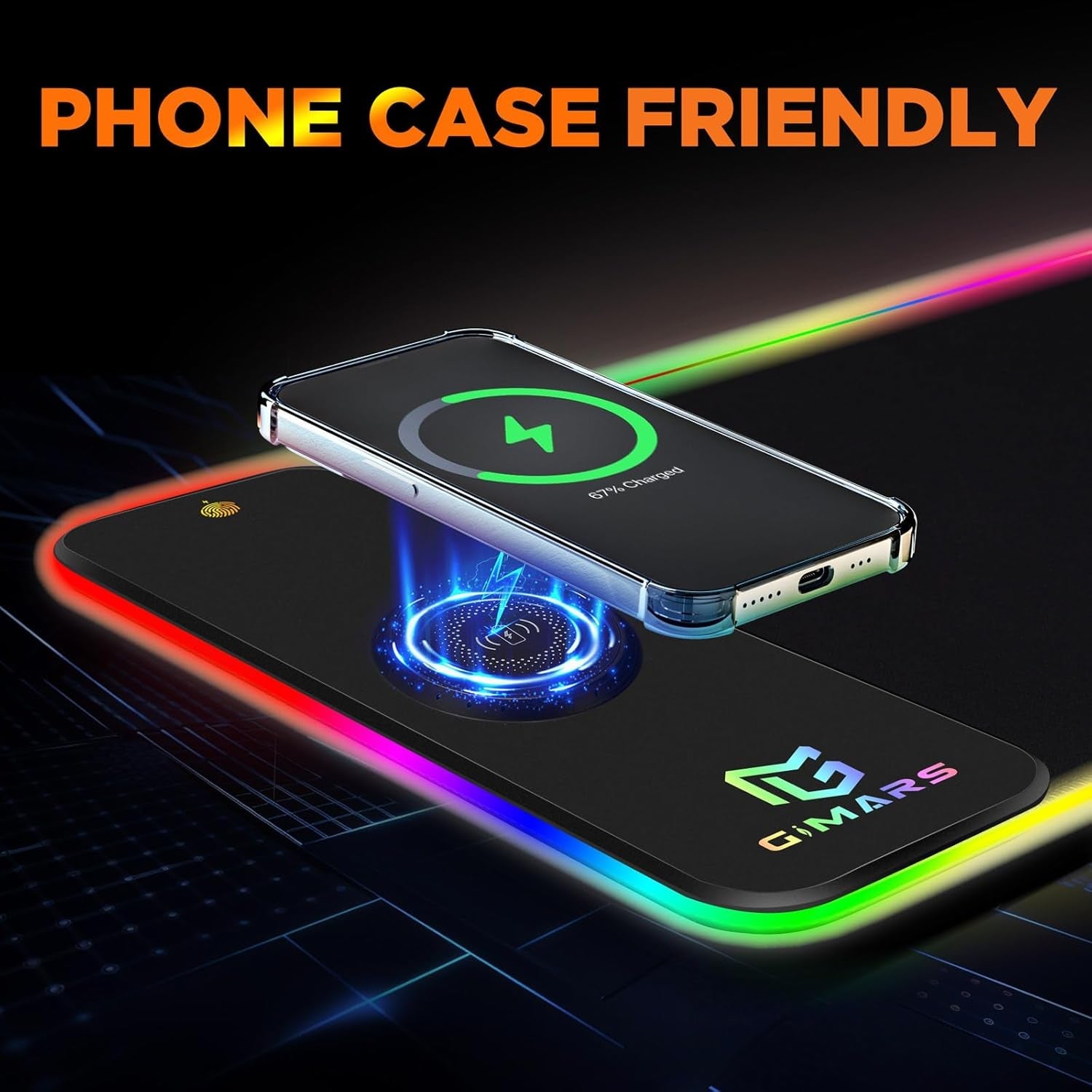 RGB Gaming Mouse Pad with 15W Qi Wireless Charging and Raised Charging Platform - Alex Market