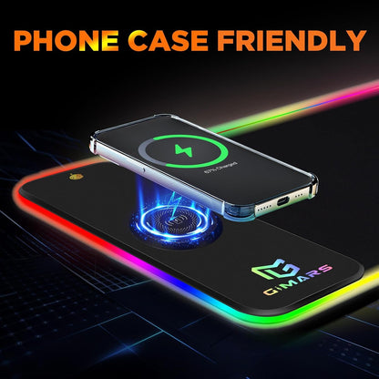 RGB Gaming Mouse Pad with 15W Qi Wireless Charging and Raised Charging Platform - Alex Market