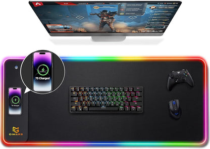RGB Gaming Mouse Pad with 15W Qi Wireless Charging and Raised Charging Platform - Alex Market