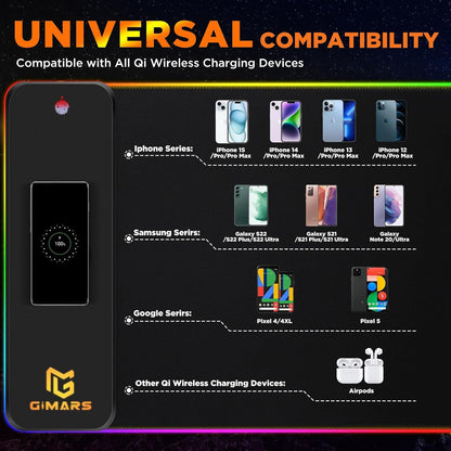 RGB Gaming Mouse Pad with 15W Qi Wireless Charging and Raised Charging Platform - Alex Market