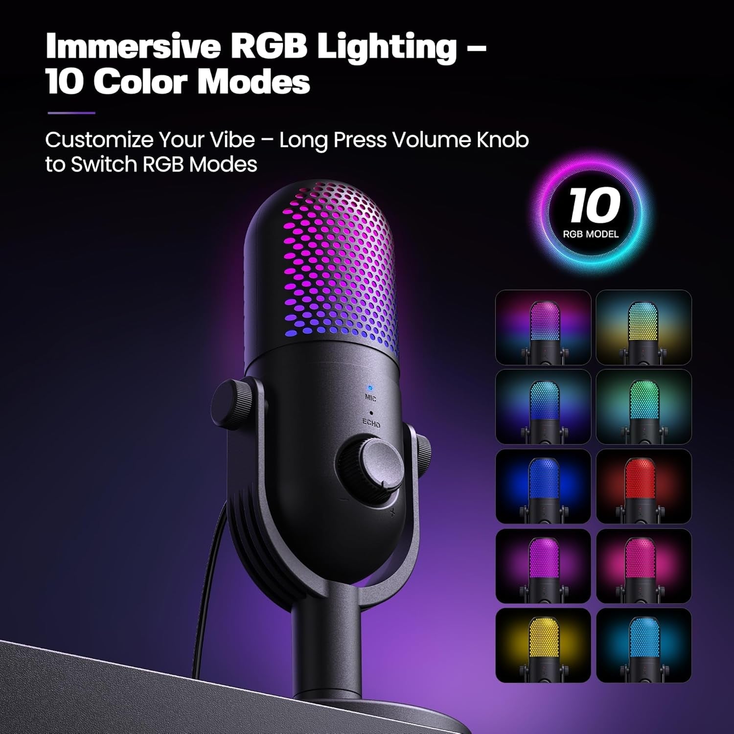 USB Microphone for PC Gaming: Condenser Microphone with RGB - Alex Market