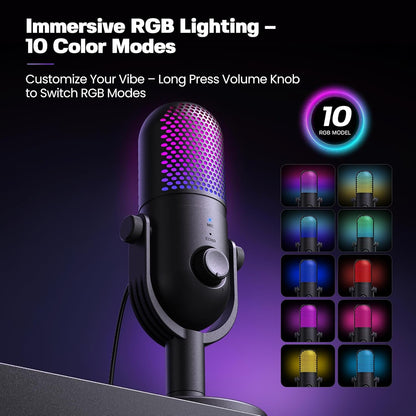 USB Microphone for PC Gaming: Condenser Microphone with RGB - Alex Market