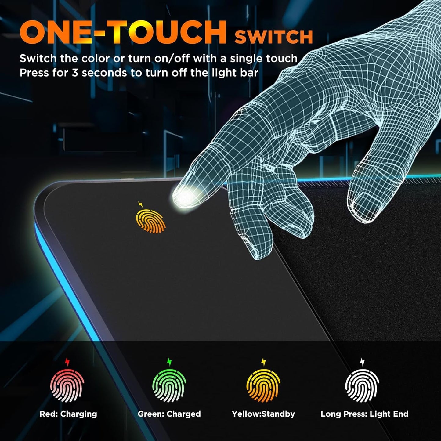 RGB Gaming Mouse Pad with 15W Qi Wireless Charging and Raised Charging Platform - Alex Market